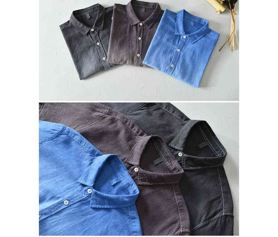 新生活 グラデーション メンズ 半袖 グラデーション 個性 ストライプ柄 リネンシャツ リネンシャツ カジュアル 通気性