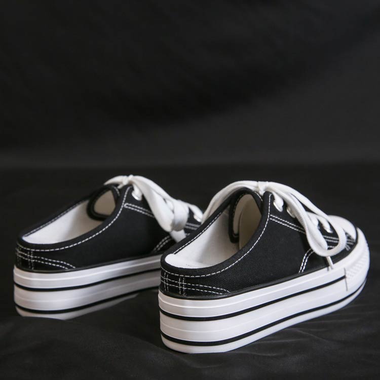 新生活 スニーカー レディース 厚底 5cmアップ！かかとなし キャンバスシューズ サンダル 5cmアップ！かかとなし スリッパ風 楽ちん ズック靴 軽量 軽量 履きやすい 身長アップ 女性 蒸れない 春夏 厚底靴 コンフォート カジュアルシューズ