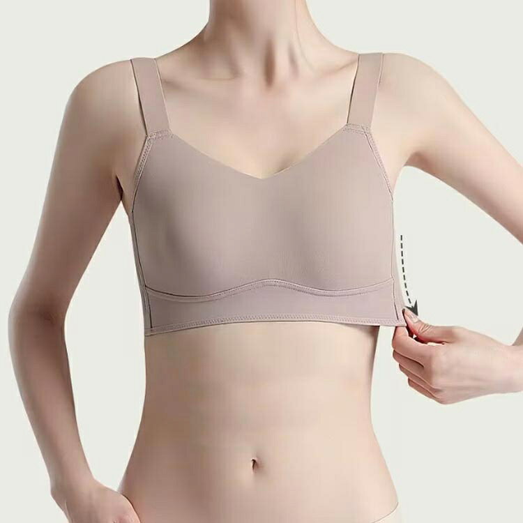揺れない レディース ブラ 胸が小さく見えるブラ ゆれない 大きな胸を小さく見せるブラ ノンワイヤー インナー 設計 ブラジャー 補正下着 脇高 大きいサイズ 背中 スッキリ 脇高 かわいい 補正 着痩せ nikonikofa-10000025 にこにこファッション サンプル画像3