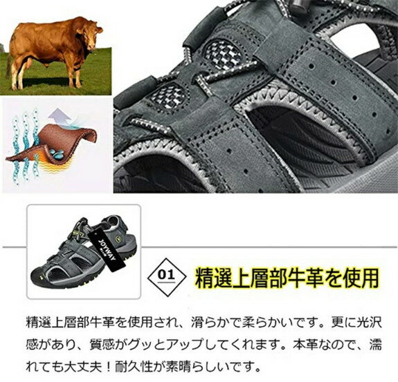 新生活 メンズ サンダル スポーツサンダル メンズ 夏用 つま先保護 メンズ おしゃれ レザーサンダル ビーチサンダル スポーツさんだる アウトドアサンダル 大きいサイズ 涼しい 歩きやすい 防滑 速乾 通気性 耐久性抜群