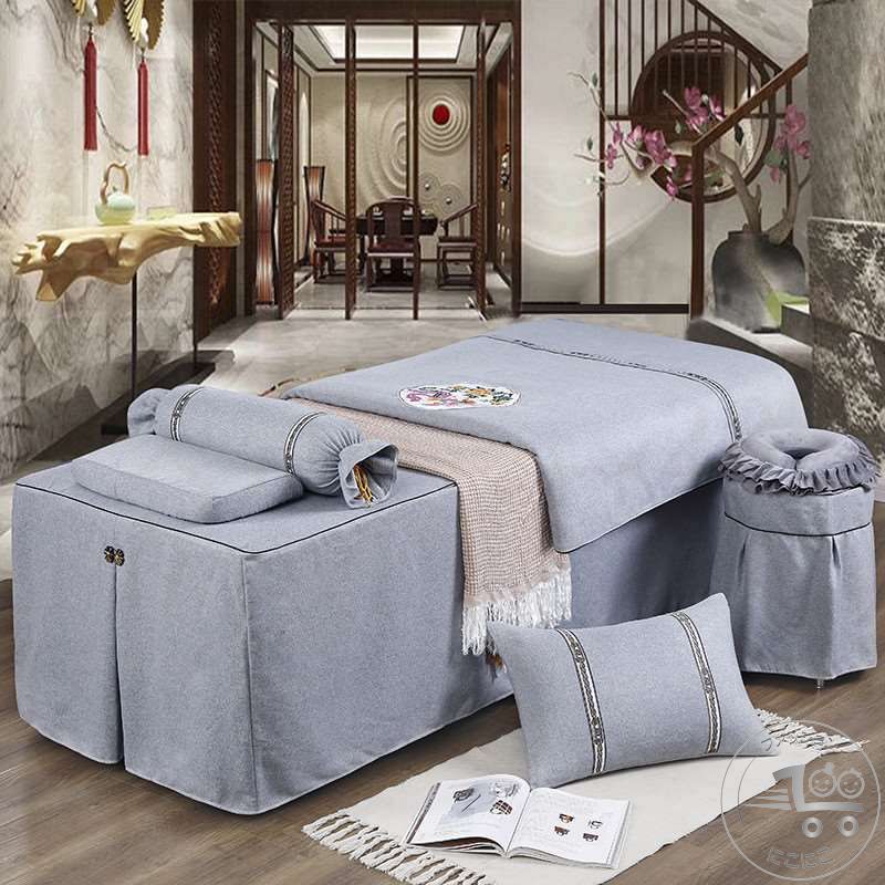 新生活 サロン用 マッサージ用 カバーシート ホテル 美肌 SPA 呼吸 シーツ シングル 落ち着く ベッドスカート 穴付き ベッドシーツ 通気性 マッサージ 美容 エステ用 美容室 グリーン パープル グレー カーキ ブルー