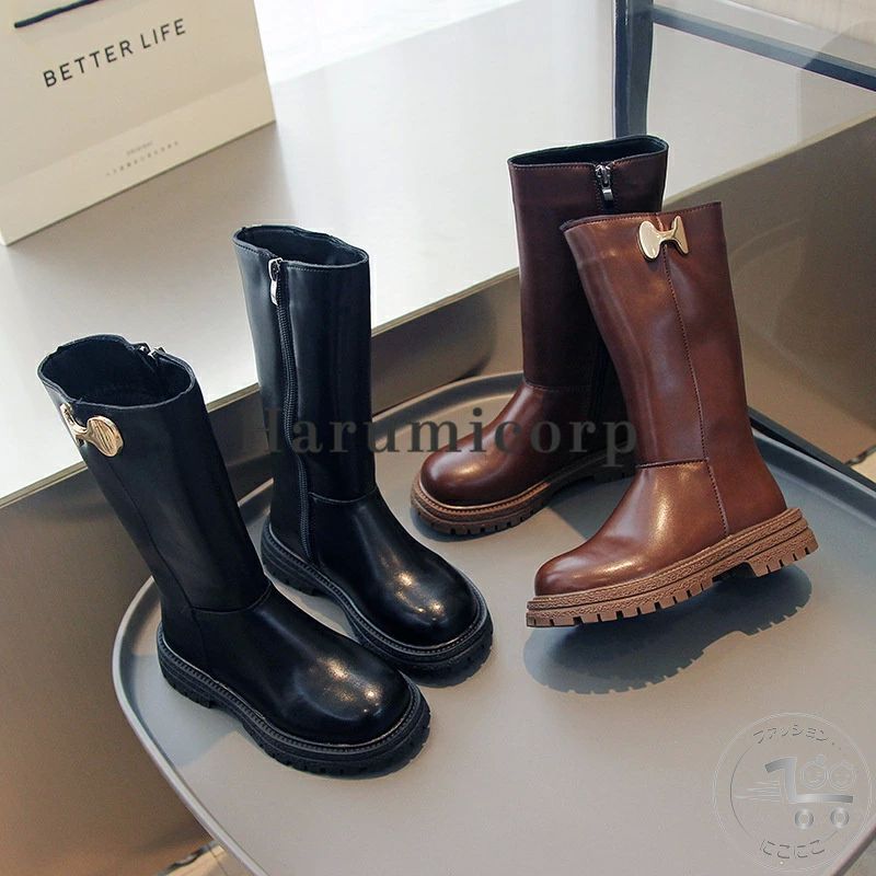 Long Boots - ロングブーツ キッズ 裏起毛 子供靴 蝶結び 女の子 ブーツ 春秋冬 シューズ ジュニア サイドゴア 子供用ブーツ キッズ靴 ベビー靴 キッズシューズ ベビーシューズ おしゃれ 可愛い 防水 暖かい 歩きやすい 疲れにくい 痛くない