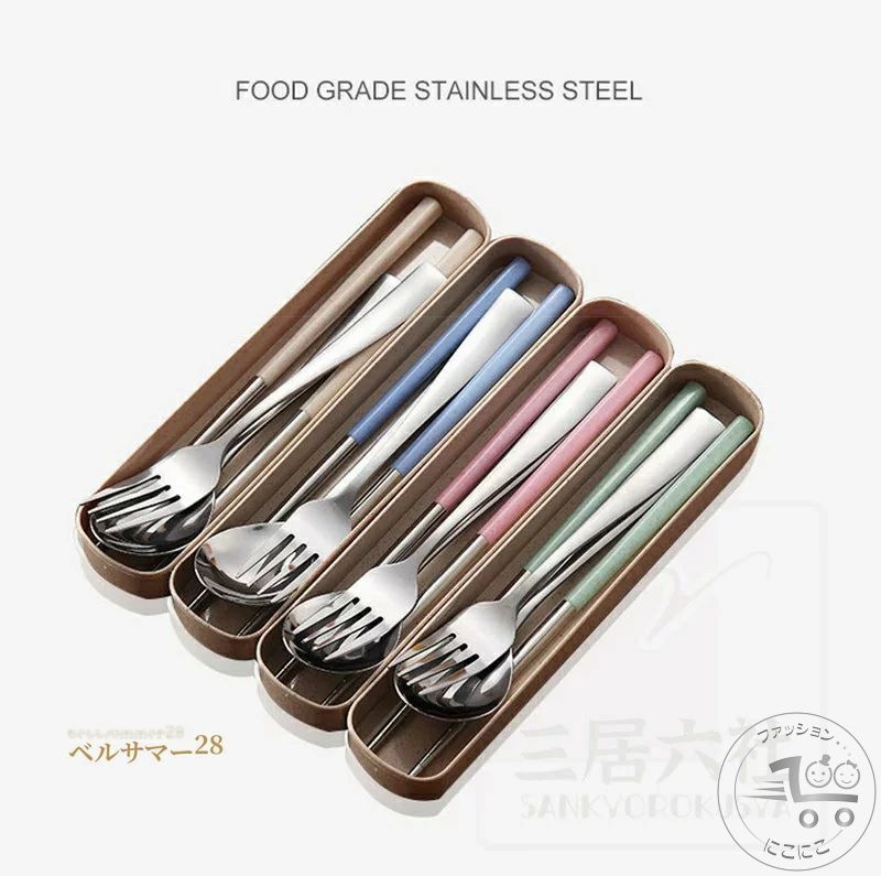 新生活 カトラリーセット お弁当 携帯用カトラリーセット 5色 お箸 スプーン フォーク セット お弁当 ユニセックス ランチグッズ 抽斗式 軽量 便利 コンパクト アウトドア お弁当 会社ランチ 釣り キャンプ 旅行 登山 子供 大人 nikonikofa-10033581 にこにこファッション サンプル画像3