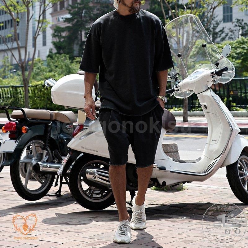 新生活 セットアップ 半袖 メンズ 夏 ジャージ上下セット スウェット 五分丈 パンツ トレーニング ウェア 部屋着 薄 男性 カジュアル 大きいサイズ おしゃ...