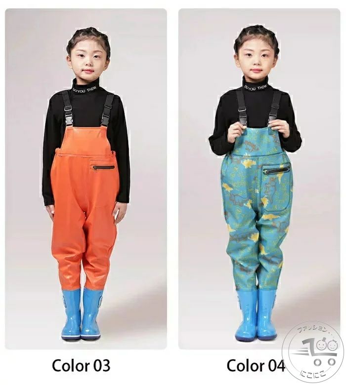 新生活 レインシューズ キッズ レインコート 子供用 ウェーダー 胴長 レインウエア プレイウェア 胴付長靴 女の子 男の子 男女兼用 可愛い レインシューズ お砂場着 遊び着 防水 防風