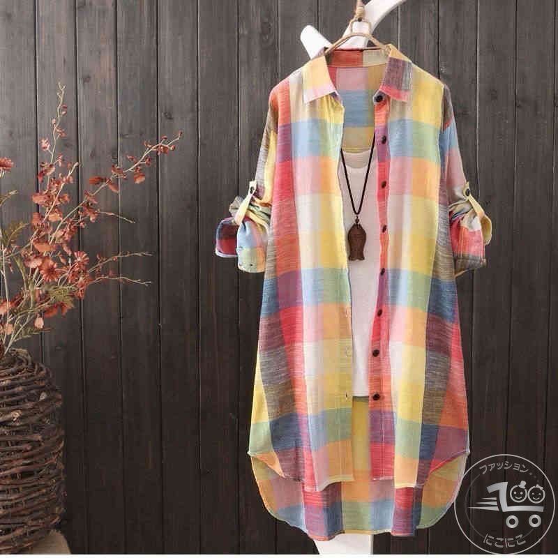 日焼け止め服 トレンチコート チェック柄レディース ガウン パーカー UVカット カーディガン ロングシャツ シャツ