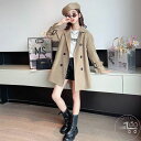 トレンチコート キッズ ジュニア 女の子 子供 アウター スプリングコート チェスターコート ベージュ カーキ ウエストマーク おしゃれ かわいい 上品 カジュアル スタイルアップ 通学