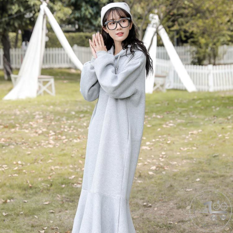 新生活 パーカーワンピース 裏起毛 レディース パーカー ワンピース スウェット スウェットワンピース ..