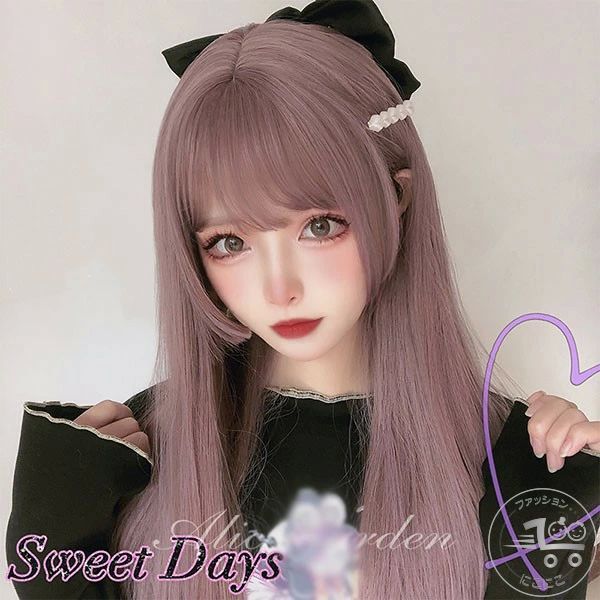 Rakuten - 新生活 コスチュ 可愛い コスプレ ぱっつん前髪 原宿風 前髪あり 姫カット ピンク ロングウィッグ ストレート フルウィッグ レディース