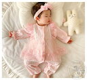 「50%OFFクーポン」新生活 ベビー服 新生児 赤ちゃん ベビー カバーオール プレゼント用 ベビー服 女の子 出産祝い 結婚式 レース ワンピース風 長袖 ロンパース 可愛い コットン ベビー フォーマル お祝い お宮参り 写真記念 白 ピンク ヘアバンド付きません