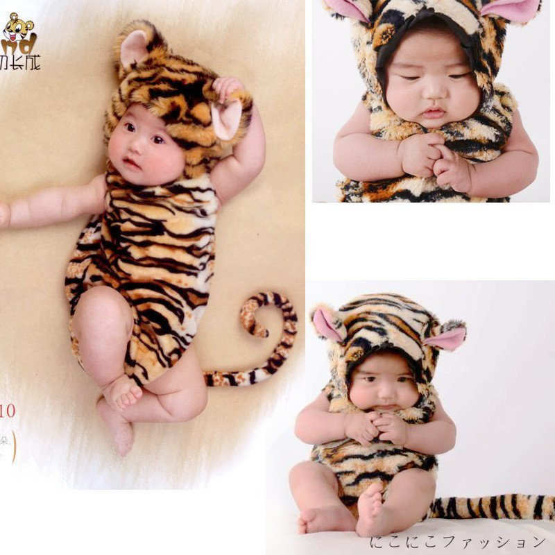 短納期 赤ちゃん コスプレ ベビー服 虎 トラ 新生児 クマ ベビー 着ぐるみ トラ 新生児 服 虎 赤ちゃん..