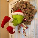 「50%OFFクーポン」新生活 クリスマス 花輪 面白い クリスマスリースを盗む サンタクロースに変装 クリスマス泥棒リース クリスマス 飾り 脚の姿調節可能 黄麻布 吊り紐 ちょう結び 2つの大きなクリスマスボール付き クリスマスツリー 壁 窓 部屋 飾り付け
