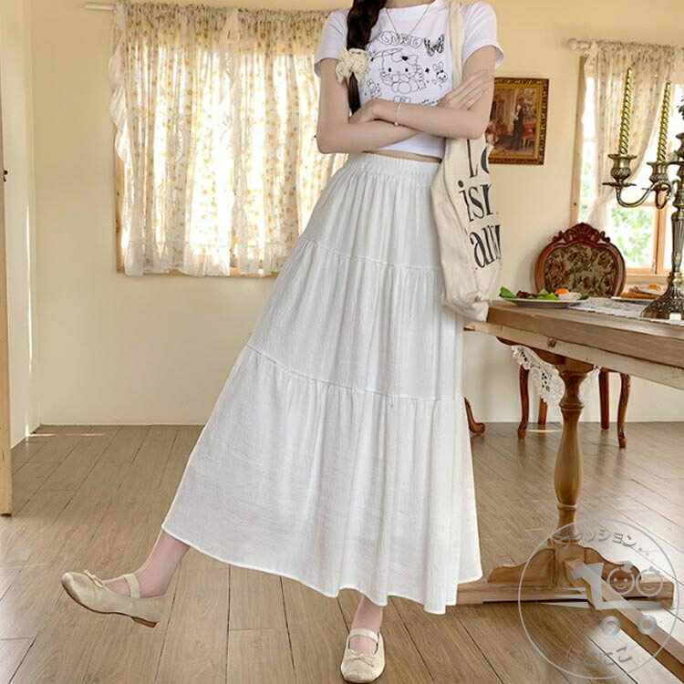 新生活 スカート フレアスカート レディース 春 夏 ティアードスカート 裏地付き Aライン ボトムス フレア ウェストゴム ロングスカート 切り替え マキシ丈 ハイウエスト 大人可愛い きれいめ リゾート 大人