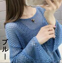 「50%OFFクーポン」新生活 ニット 透かし編み シアーニット サマーニット トップス Tシャツ カットソー プルオーバー アイレット ドルマンスリーブ レディース クルーネック 透け セーター 透けニット 半袖 白 大きいサイズ ゆったり きれいめ 薄手