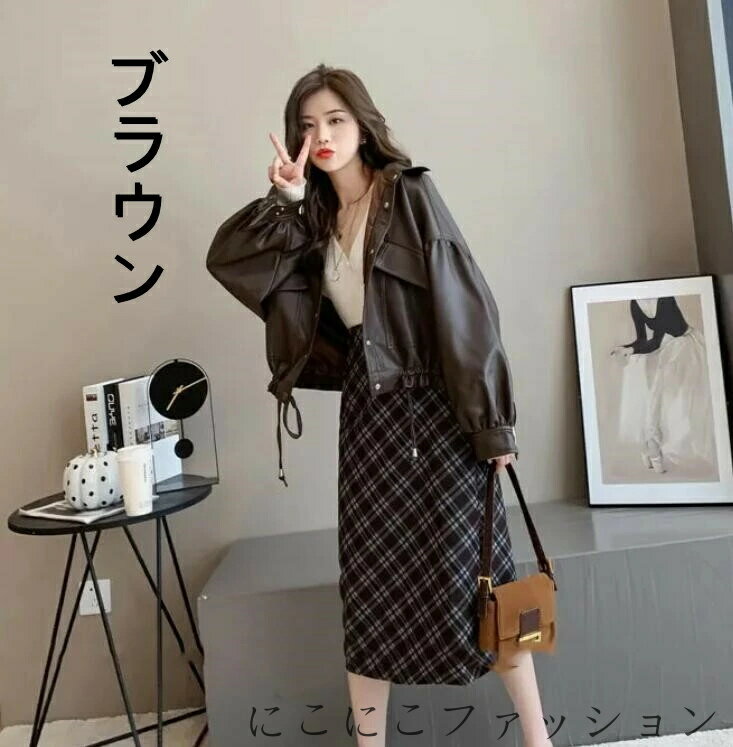 新生活 コート レディース コクーンコート ショート フェイクレザー アウター ジャケット カーディガン ブルゾン ショート丈 通勤 通学 大人女子 こなれ感 抜け感 女子会 デート 春 秋 冬