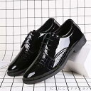 「Fashion THE SALE」50%OFF ビジネスシューズ メンズ エナメル フェイクレザー 無地 ローカット 春 秋 冬 出張 イギリス風 通気性 個...