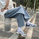 ワイドパンツ メンズ カジュアル バギーパンツ サルエル デニム ボトムス 無地 薄手 イージーパンツ ウエストゴム リラックス