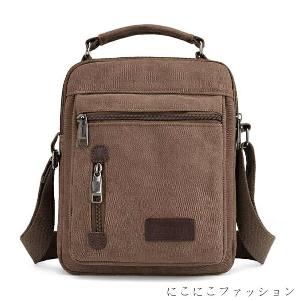 新生活 ショルダーバッグ メンズ 多機能 軽量 コンパクト 大容量 肩掛け 斜め掛け 帆布