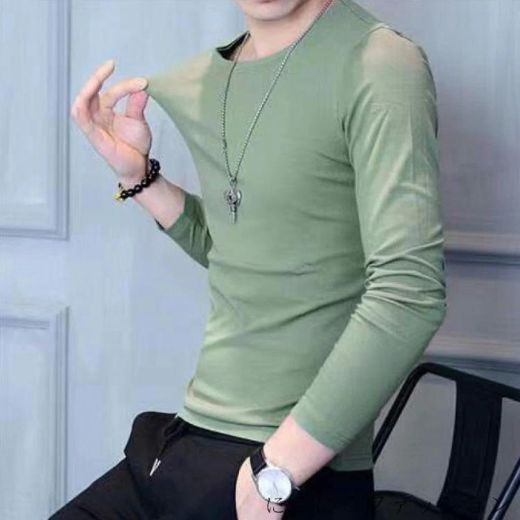 新生活 メンズ ルームウェア トップス トップス Uネック 秋服 インナー 着痩せ 肌着 ストレッチ 伸縮性 カットソー 大きいサイズ 長袖 おしゃれ レイヤード 部屋着 メンズTシャツ 春服 柔らかい プレゼント 薄手