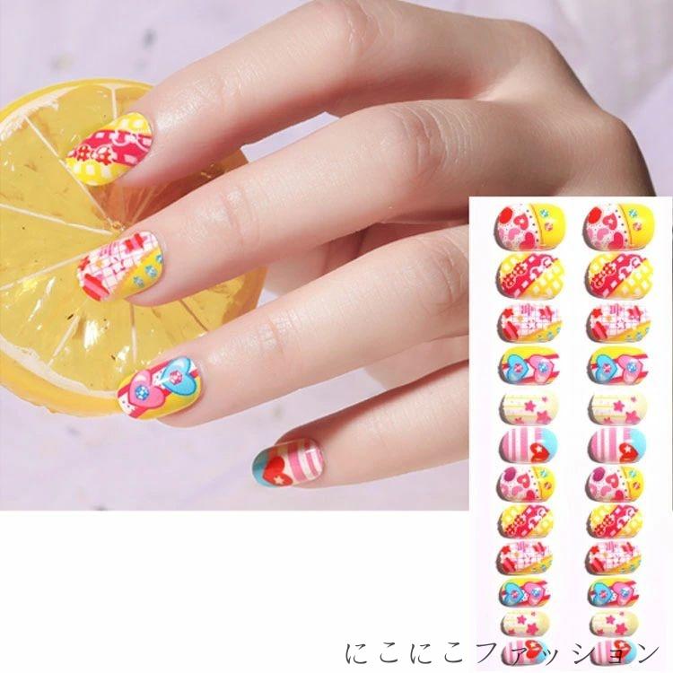 ネイルチップ 女の子 子供用 ネイルチップ ジェルネイル ネイルチップ ネイルシール 貼るだけ キッズ用..