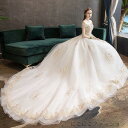 新生活 ウェディングドレス白 パーティードレス レース オフショルダー 花嫁ロングドレス 簡約 結婚式 露背 二次会 お呼ばれ 挙式 姫系