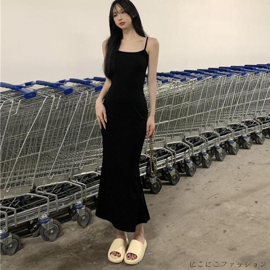 新生活 キャミワンピースロング丈ボディコンワンピ