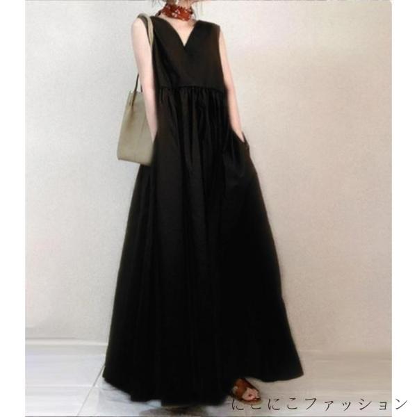 新生活 ワンピース レディース きれいめ 大きいサイズビッグシルエット 無地 ゆったり 体型カバー マキシ丈 ロングワンピース ゆったり vネック 美シルエット