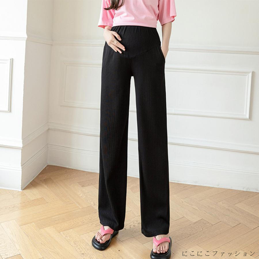 新生活 マタニティパンツプリーツワイドパンツ美脚