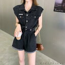 新生活 サロペット オーバーオール パンツ レディース 40代 春夏新作 ショット丈 ワイドパンツ デニム ゆったり 半袖 サロペット オシャレボトムス カジュアル韓国風