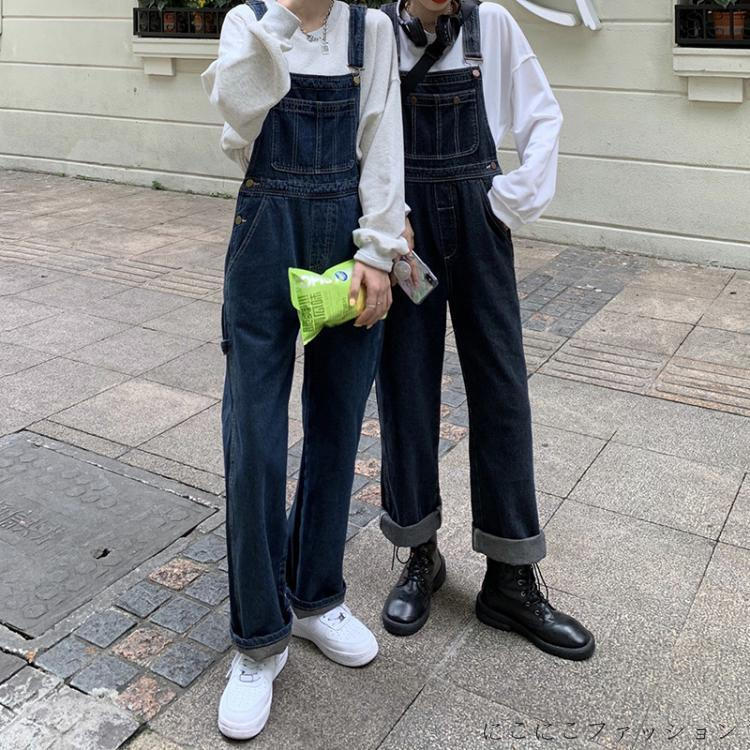 新生活 デニム レディース 40代 ワイトパンツレディース カジュアル おしゃれ ゆったり 春夏秋 コーデ 無地 オーバーサイズサロペット サロペットパンツ