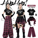 ギンガムチェック スパンコール 子供服 ダンス衣装 キッズダンス hiphop へそ出し 黒 半袖 アームカバー ボリューム スカート ルーズソックス パンツ 女の子 ガールズ ダンスウェア 団体服 発表会 応援団 イベント カッコイイ Y2k jazz K-POP 可愛い 110-180