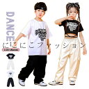 キッズダンス衣装 ヒップホップ ジャズダンス 半袖 Tシャツ パンツ 原宿系 女の子 へそ出し 男の子 半袖シャツ 応援団 HIPHOP キッズ ダンス K-P...