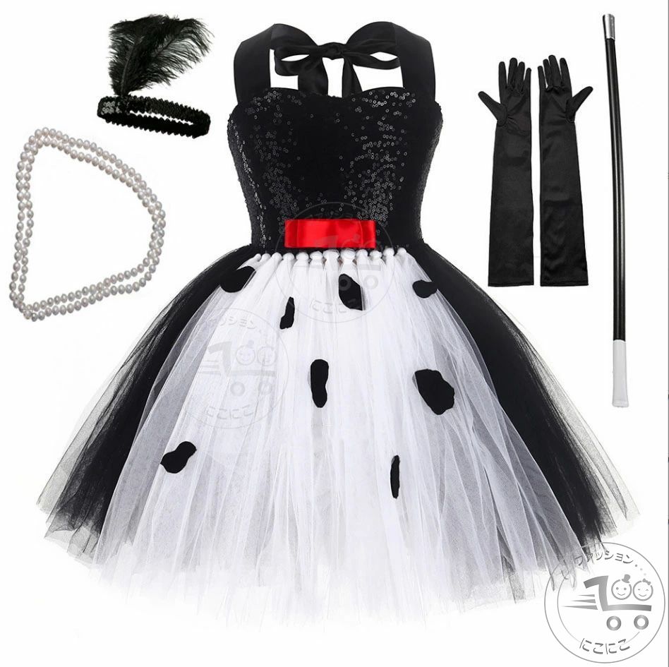 子供キャミソールワンピース 魔女ドレス ハロウィンコスプレ衣装 飾り付き プリンセンス コスチューム..