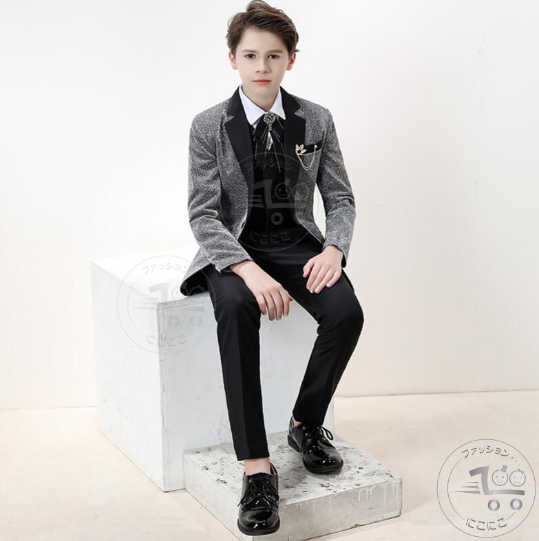 子ども演出服 王子様 貴公子 演奏会 男の子貴族イギリス風子ども用タキシードスーツセットアップ キッズスーツセットアップ 貴族服装 パーティー 舞台ステージ衣装...
