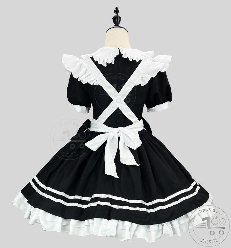 萌えメイド服 レディースロリータドレス 可愛いロリータメイド服 ハロウィンコスプレ衣装 悪魔少女ドレス 半袖コスチューム リボンフレア女装仮装 可愛い lolita ロリータエプロンドレス ウェイトレス レディース 女子 学生 萌え萌え 変装S-5XL