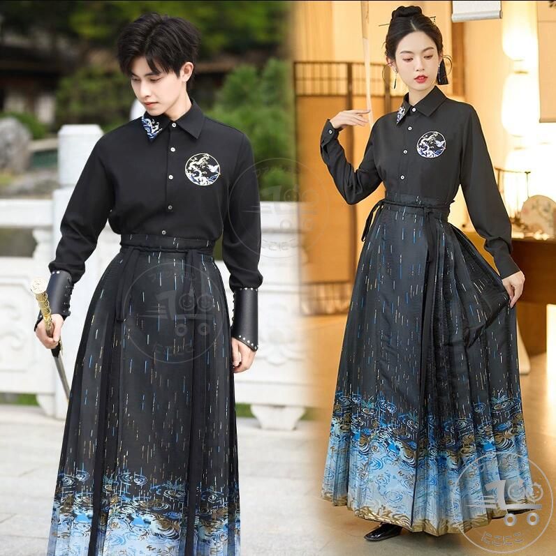 カップルマミアンスカート漢服 チャイナブラウス メンズ レディース男女兼用漢服 刺繍 普段着 イベント..