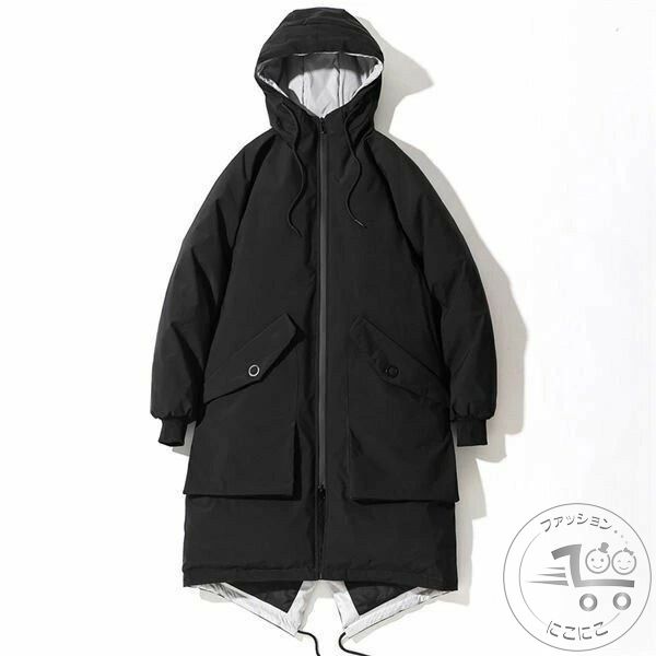 Down Coat - 新生活 ダウンジャケット メンズ アウター Pコート 暖かい 厚手 フード付き ボリューム ロング丈 防風 防寒 軽量 カジュアル おしゃれ 冬 冬服 バレンタイン 2023