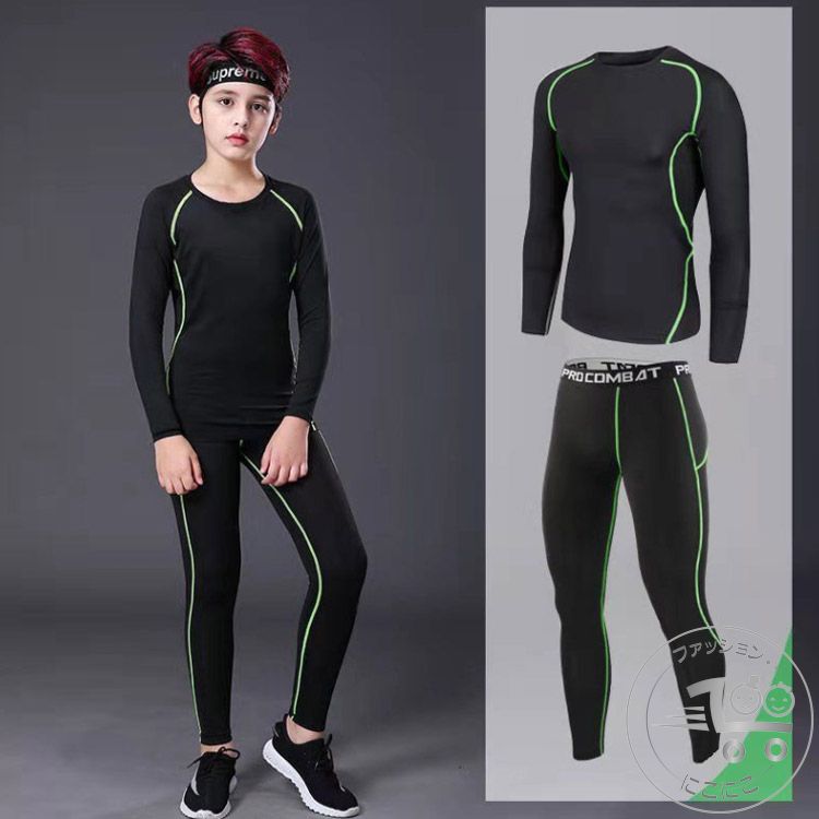 新生活 2点セット!裏起毛と薄手2タイプ キッズ スポーツ アンダーウェア 上下セット コンプレッションウェア セットアップ 運動着 ストレッチ 吸汗 速乾 男...