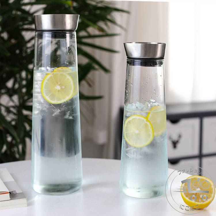 新生活 ガラスピッチャー 蓋付き 1L 1.4L 麦茶ポット ドアポケット 水差し 冷水筒 ウォーターピッチャー ポット 麦茶入れ 大容量 耐熱 麦茶 水 ポット 冷蔵庫 ボトル スリム 冷茶 ジャグ 洗える 紅茶ポット 洗いやすい