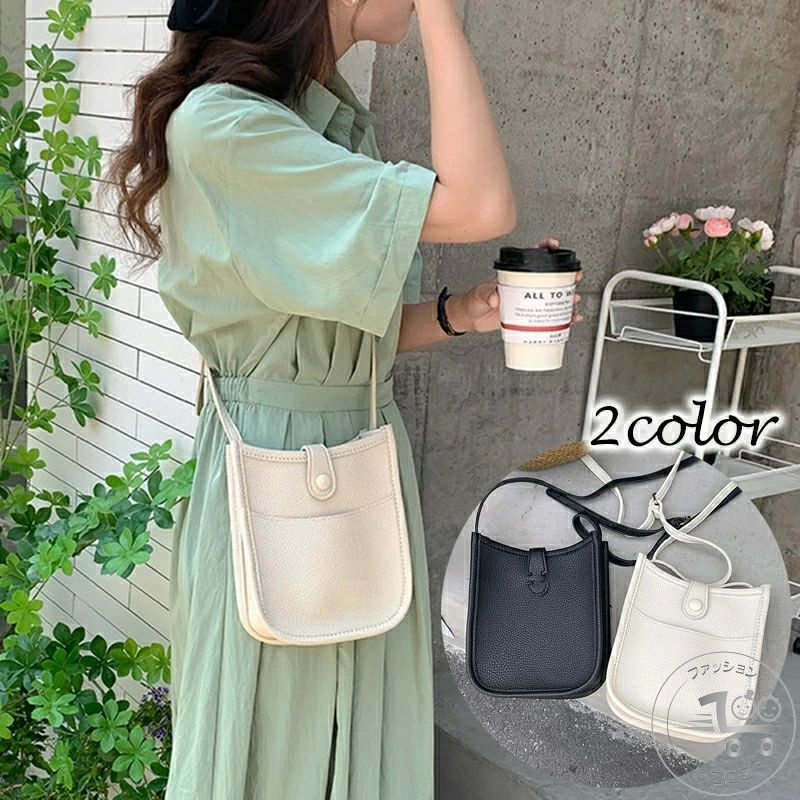 ショルダーバッグ レディース レザー調 PU スクエア マグネットボタン 四角 鞄 かばん カバン おしゃれ..