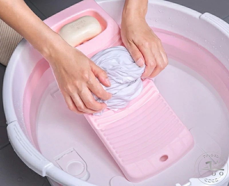新生活 洗濯用たらい 折りたたみ 洗濯板付き 洗面器 バケツ タライ 洗い桶 洗濯桶 手洗い 予洗い おり..