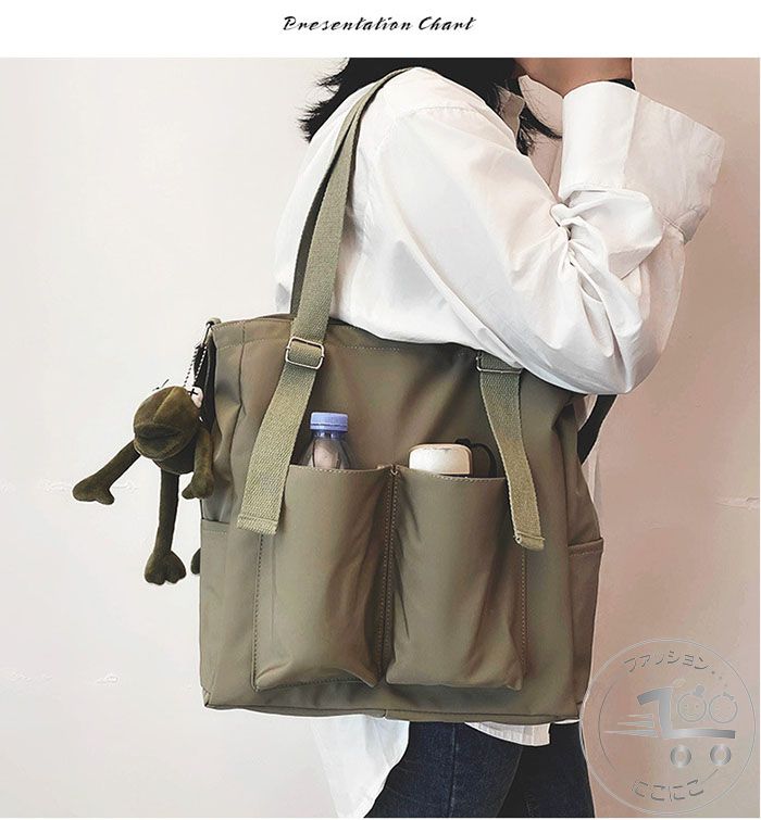 新生活 トートバッグ レディース キャンバス 大きめ a4 ファスナー付き プチプラエイト トート ロゴ 布 ショルダーバッグ 2way キャンバスバッグ キャンバストート 外ポケット ビッグトートバッグ かわいい 帆布 肩掛け 通学