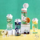 「50%OFFクーポン」新生活 tritan キッズ 軽量 プレゼント 熊 ストロー 公園遊び ウォーターボトル 水分補給 クリア 480ML 620ML 夏 ...