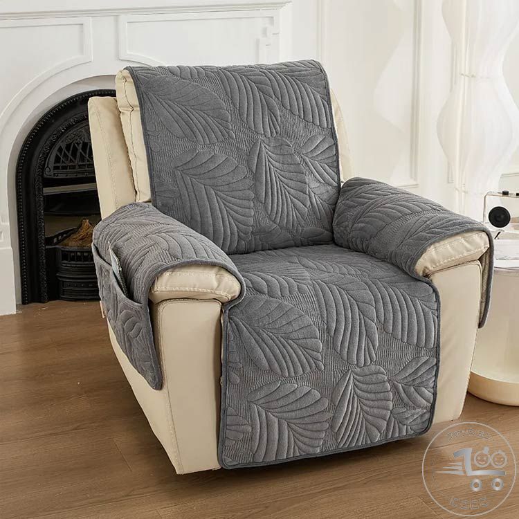 新生活 カバー 肘あり ソファーカバー 北欧 おしゃれ マッサージチェア 肘付き ふわふわ 一体型 5色 滑り止め 汚れ防止 キズ防止 犬猫対策 洗える かけるだけ リクライニングチェアカバー 葉柄 上品 着せ替えカバー 1人掛け