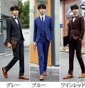 「50%OFFクーポン」新生活 メンズスーツ チェック柄 イギリス風 3点セット 長袖ジャケット+パンツ+ベスト スリム 着痩 礼服 結婚式 花婿 撮影 スタイ...