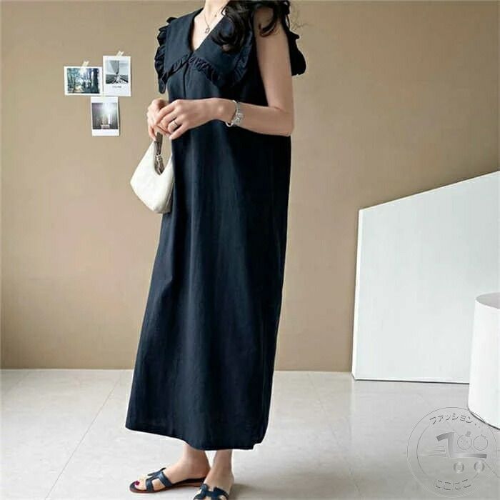 新生活 ワンピース ロング ワンピース レディース ノースリーブ ロング ワンピ 体型カバー ゆったり ゆるっとワンピース シンプル 無地 ロングワンピ 森ガール かわいい 春 夏 大きいサイズ カジュアル 綿麻調 20代 30代 40代