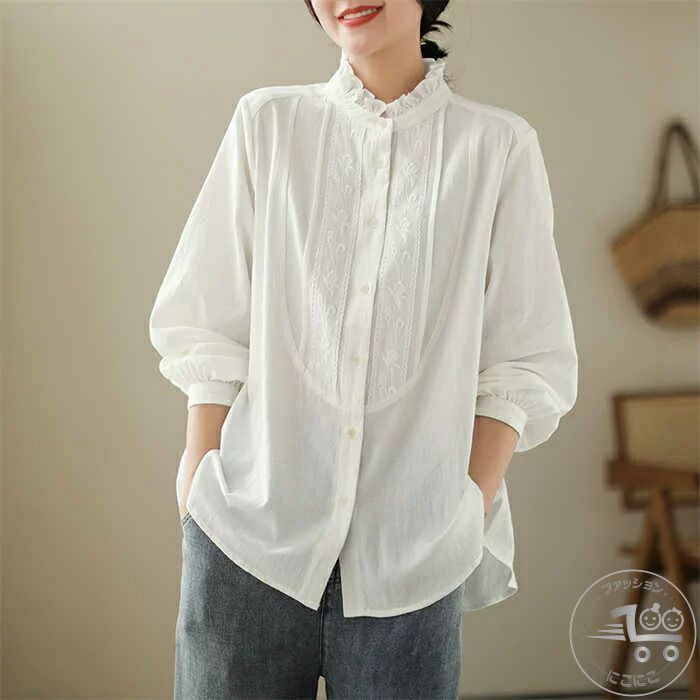 新生活 レース Tシャツ シャツ ブラウス カジュアル レディース ファッション カーディガン 長袖 刺繍 体型カバー フレア袖 薄手 大きいサイズ おしゃれ かわいい 春 夏 秋 冬 秋服 OL 通勤 可愛い レディース シャツ