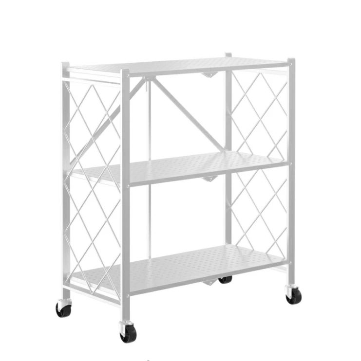 ＼2025年新型モデル!/【折りたたみ式 / キャスター付き 防サビ加工 4段 / 移動便利 食器棚 組立不要、届いてすぐ使える】スチールラック 折りたたみ式 3段 キッチンラック 折り畳みの厚みは8CM シェルフ 収納棚 収納ラック メタルラック5段 オープンラック [3]