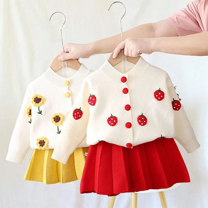 スカート ニットカーディガン 上下セット 女の子 子供 2点セット