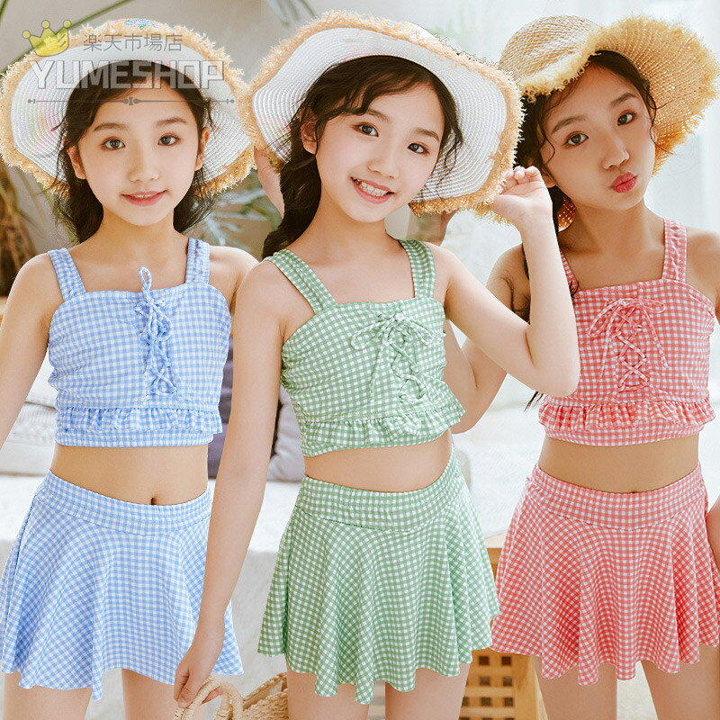 ピンク ブルー グリーン チェック柄 水着 女の子 水着 キッズ 子供水着 プリンセス インナーショーツ付 2点セット 保育園 幼稚園 水着 子供 130 120 110 100 セパレート 女の子 水着 キッズ 可愛い 水着 温泉 スクール水着 セパレート 女の子 水着 キッズ